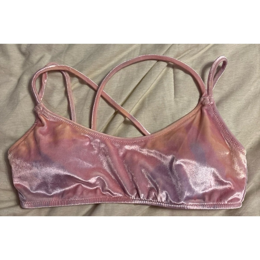 Victoria's Secret‎ PINK Light Pink Crushed Velour Bikini Swimsuit Top, Small